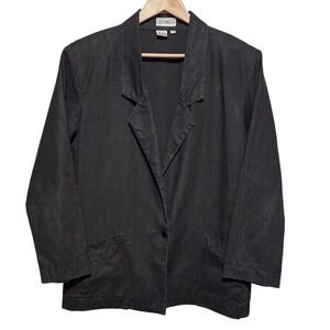 Vintage 90s Technics Black Blazer Womens Large Retro Minimalist Oversized Fit